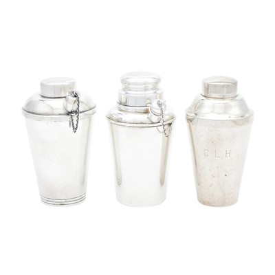 Lot 168 - Three American Sterling Silver Individual Cocktail Shakers