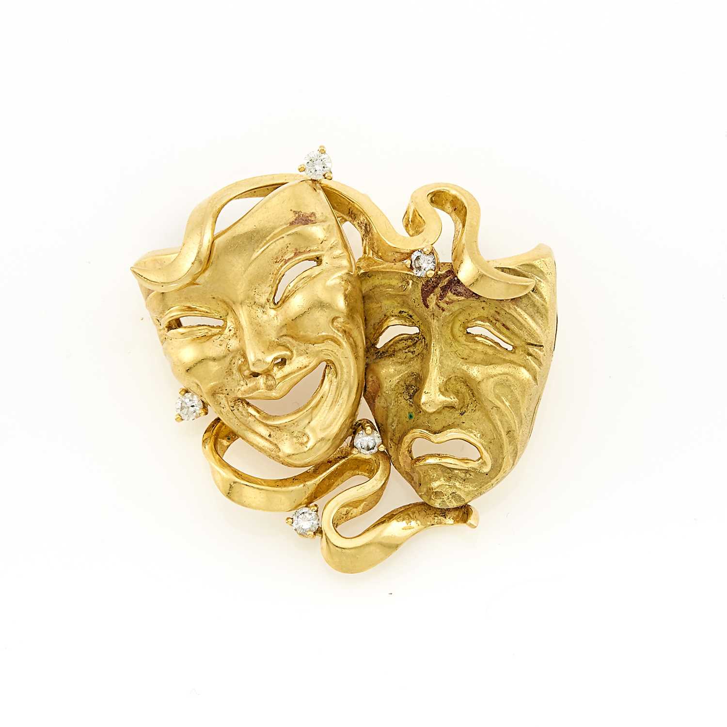 Lot 1056 - Gold and Diamond 'Comedy and Tragedy' Pendant