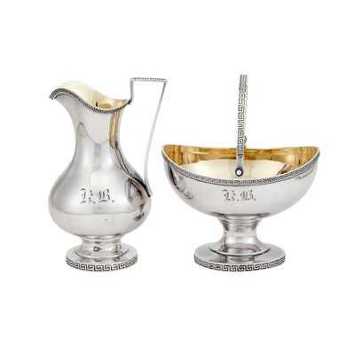 Lot 457 - William Gale & Son Sterling Silver Cream and Sugar Set