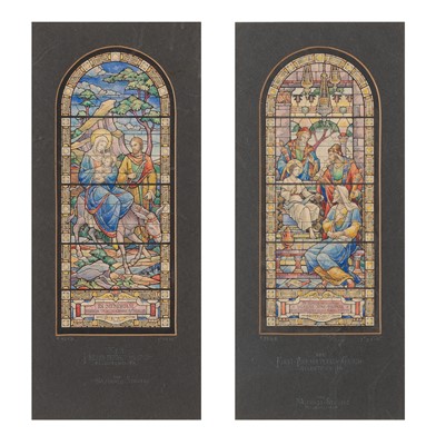 Lot 428 - Two Watercolor on Paper Designs for Stained Glass Memorial Windows by The D'Ascenzo Studios