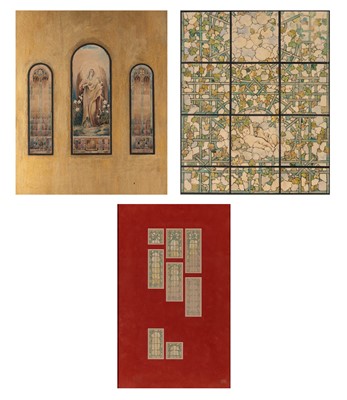 Lot 436 - Watercolor and Metallic Paint on Paper Design for Stained Glass Windows by J. & R. Lamb Studios