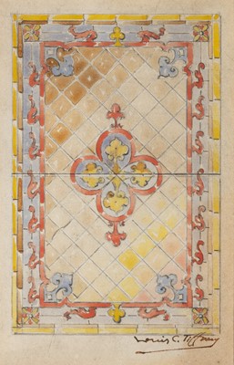 Lot 437 - Watercolor on Paper Design for a Leaded Glass Window by  Louis C. Tiffany
