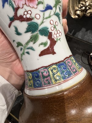 Lot 99 - Two Chinese Export Porcelain Famille Rose Vases Mounted as Lamps