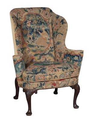 Lot 775 - George II Needlework-Upholstered Walnut and Beech Wing Armchair