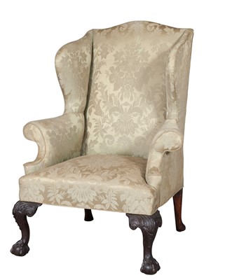 Lot 770 - George II Style Mahogany and Walnut Wing Armchair