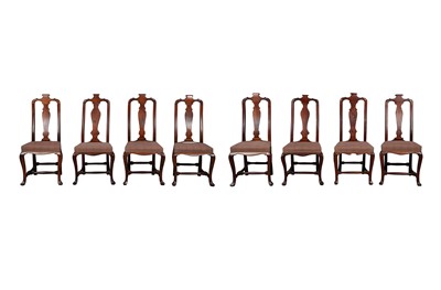 Lot 760 - Assembled Set of Eight Queen Anne Walnut and Beechwood Dining Chairs