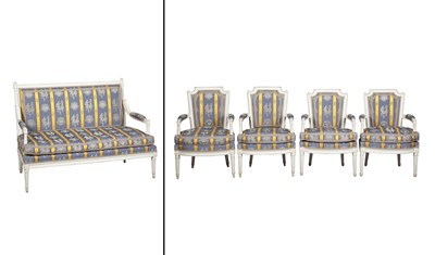 Lot 274 - Suite of Louis XVI White-Painted Seat Furniture