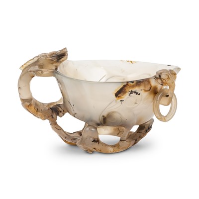 Lot 514 - A Chinese Carved Agate Brush Washer