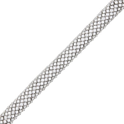 Lot 107 - Platinum and Diamond Bombé Bracelet