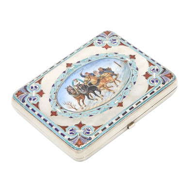 Lot 11 - Russian Silver, Champlevé and En Plein Enamel Cigarette Case