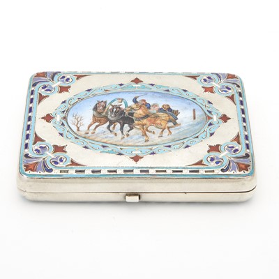 Lot 11 - Russian Silver, Champlevé and En Plein Enamel Cigarette Case