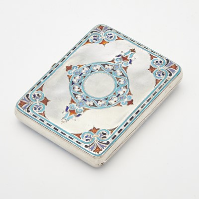 Lot 11 - Russian Silver, Champlevé and En Plein Enamel Cigarette Case