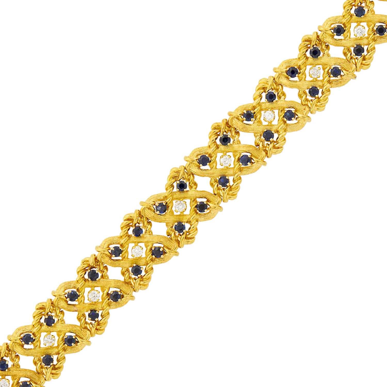 Lot 1089 - Gold, Sapphire and Diamond Bracelet
