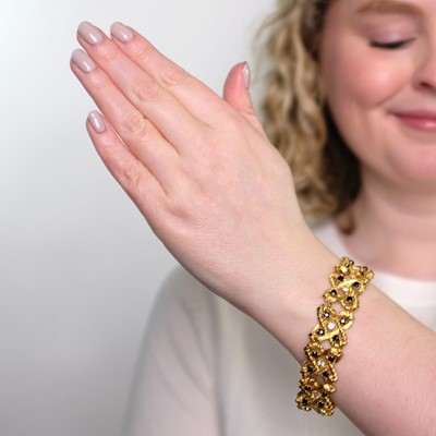Lot 1089 - Gold, Sapphire and Diamond Bracelet
