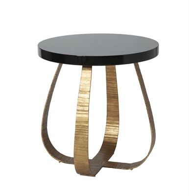 Lot 394 - Porta Romana Forged Steel and Black Lacquer "Fig" Occasional Table