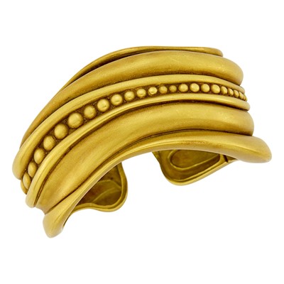 Lot 174 - Barry Kieselstein-Cord Gold 'Caviar' Cuff Bangle Bracelet