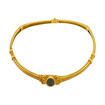 Lot 170 - Barry Kieselstein-Cord Gold and Tourmaline Intaglio Necklace
