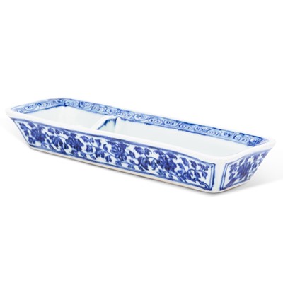 Lot 166 - A Chinese Blue and White Porcelain Divided Ink Dish