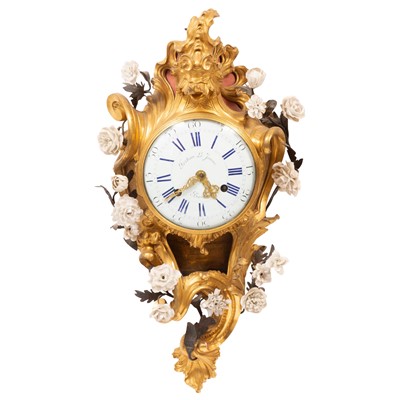 Lot 704 - Louis XV Porcelain-Mounted Ormolu Cartel Clock