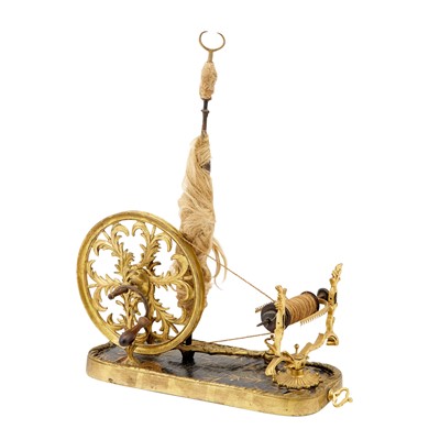 Lot 703 - Louis XV Ormolu and Black Lacquer Table Spinning Wheel (Rouet de Table)