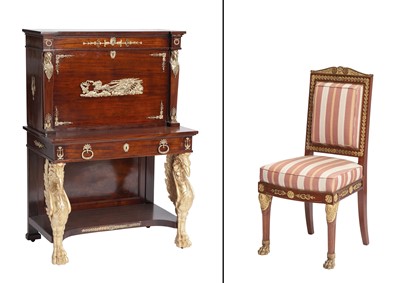 Lot 248 - Empire Style Ormolu-Mounted and Parcel-Gilt Mahogany Secretaire