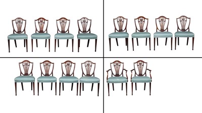 Lot 795 - Set of Fourteen George III Style Mahogany Dining Chairs