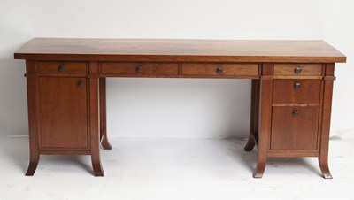 Lot 763 - Frank Lloyd Wright Style Walnut Desk and Cabinet