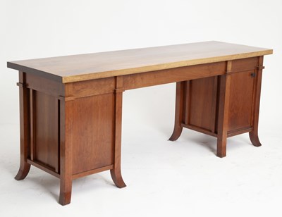 Lot 763 - Frank Lloyd Wright Style Walnut Desk and Cabinet