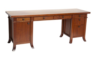 Lot 763 - Frank Lloyd Wright Style Walnut Desk and Cabinet