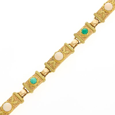 Lot 1065 - Two-Color, Angel Skin Coral and Turquoise Bracelet