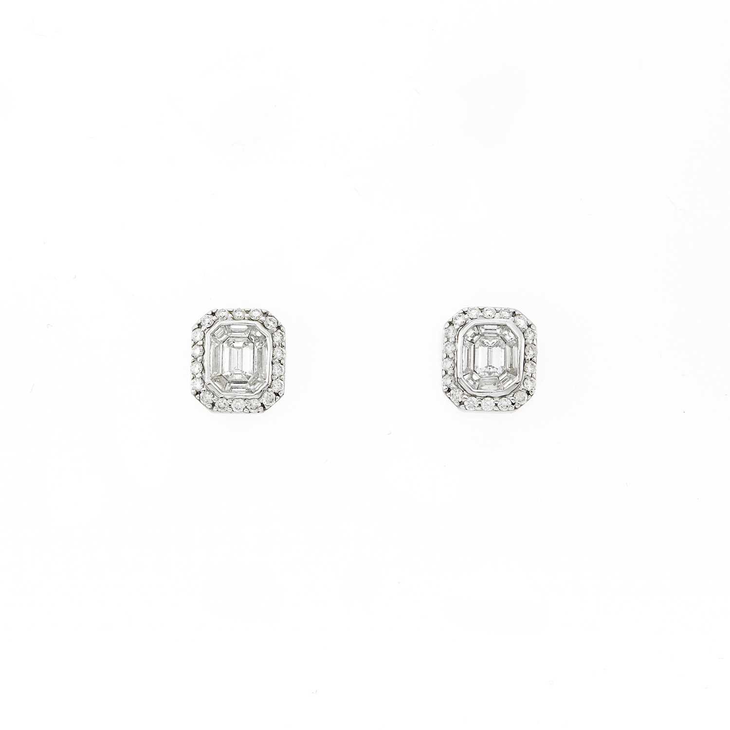 Lot 1184 - Pair of White Gold and Diamond Stud Earrings