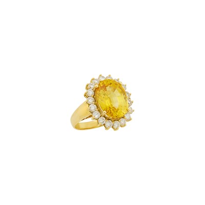 Lot 1046 - Gold, Yellow Sapphire and Diamond Ring