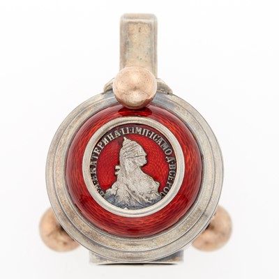 Lot 78 - Russian Silver-Gilt and Guilloché Enamel Miniature Tankard