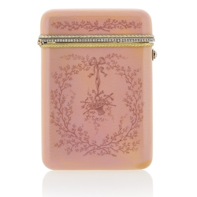 Lot 77 - Fabergé Jeweled Gold and Guilloché Enamel Cigarette Case