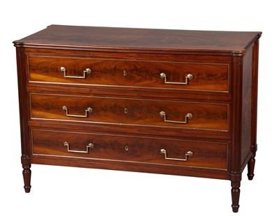 Lot 691 - Louis XVI Style Mahogany and Brass Mounted Commode