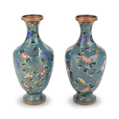 Lot 111 - Pair of Chinese Cloisonne Enamel Vases