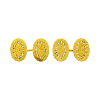 Lot 41 - Tiffany & Co. Pair of Gold and Diamond Cufflinks