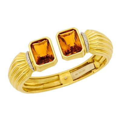 Lot 8 - Gold and Citrine Bangle Bracelet