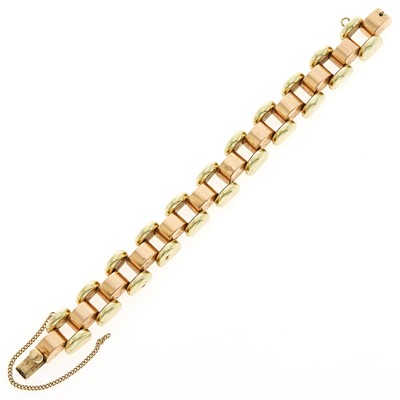 Lot 1085 - Two-Color Gold Link Bracelet