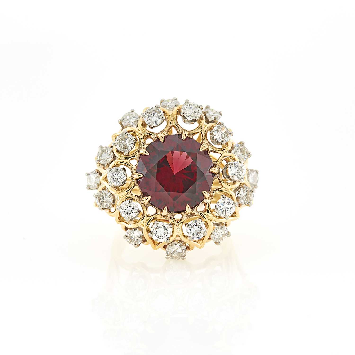 Lot 1080 - Gold, Garnet and Diamond Ring