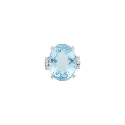 Lot 69 - White Gold, Aquamarine and Diamond Ring