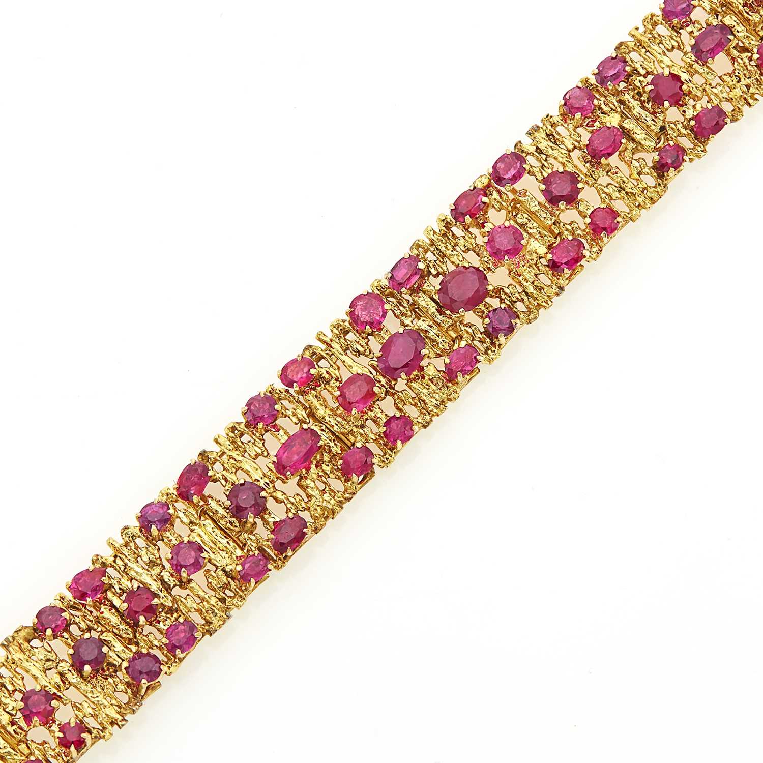 Lot 1102 - Gold and Ruby Bracelet