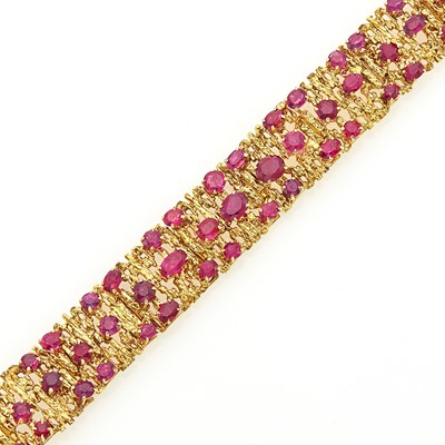 Lot 1102 - Gold and Ruby Bracelet