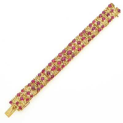Lot 1102 - Gold and Ruby Bracelet