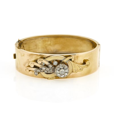Lot 1145 - Antique Gold and Diamond Bangle