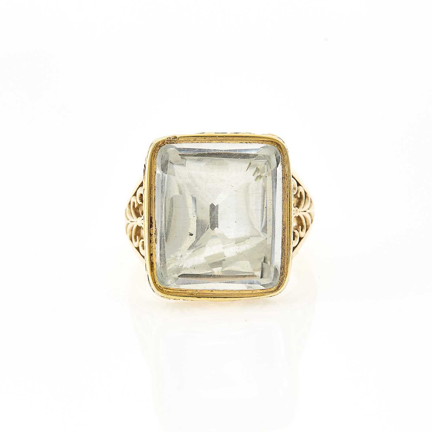 Lot 1140 - Oversized Gold, Silver and Foil-Backed Rock Crystal Ring