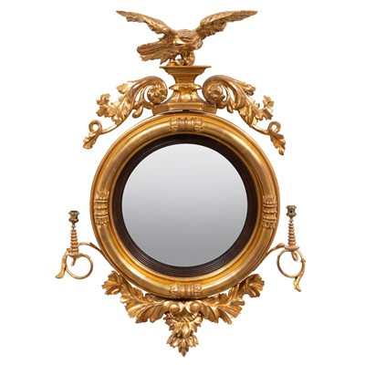 Lot 226 - George III Giltwood Convex Girandole Mirror