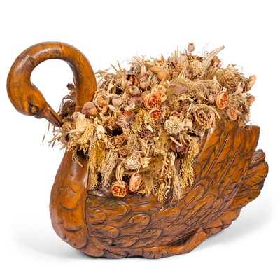 Lot 168 - Carved Wood Swan-Form Jardiniere