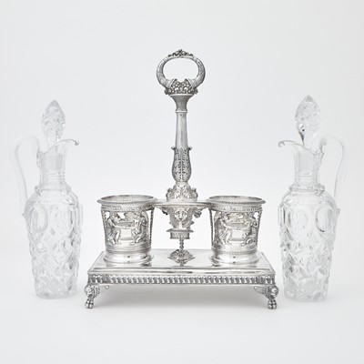 Lot 111 - French Empire Silver Cruet Stand