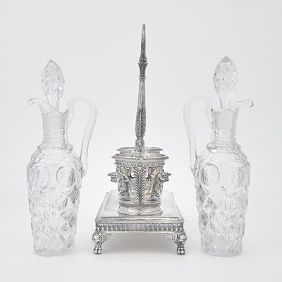Lot 111 - French Empire Silver Cruet Stand